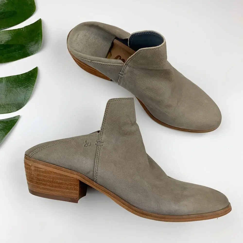 Sam Edelman Prentice Convertible Mules Booties Grey Leather Ankle Boots Womens 8